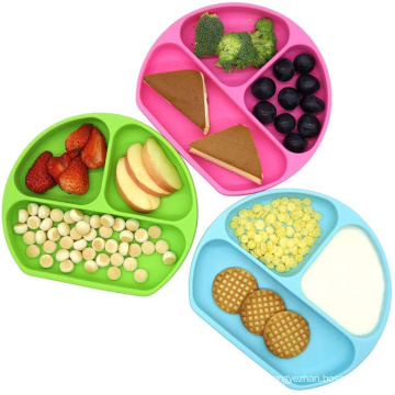 Wholesale Baby Feeding Round shaped Silicone dinner plate with suction cup